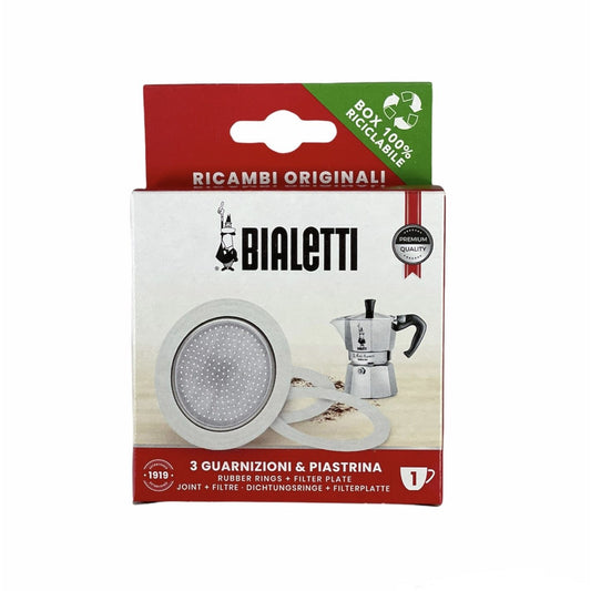 BIALETTI 3 GUARNIZIONI & PIASTRINA 1 TAZZA