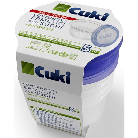 CUKI CONTENITORI ERMETICI PER SUGHI CON COPERCHI 5PZ