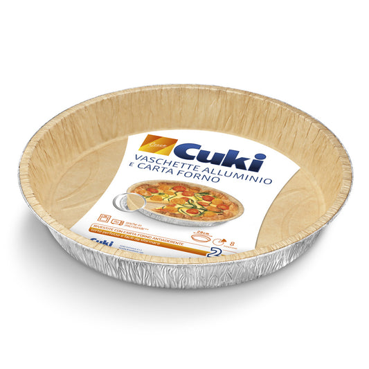 CUKI VASCHETTE ALLUMINIO TONDE 10 PORZIONI 2PZ TS10 RIVESTITE CARTA FORNO