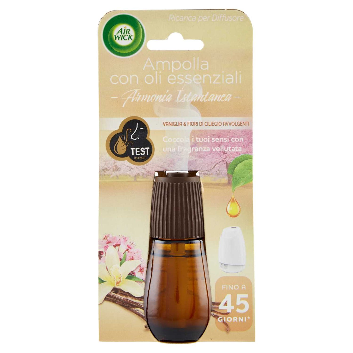 AIR WICK RICARICA AMPOLLA CON OLI ESSENZIALI VANIGLIA & FIORI DI CILIEGIO AVVOLGENTI 45GG