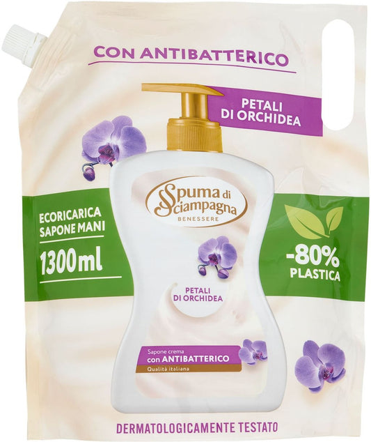 SPUMA DI SCIAMPAGNA SAPONE CREMA LIQUIDO ECORICARICA 1,3L PETALI DI ORCHIDEA