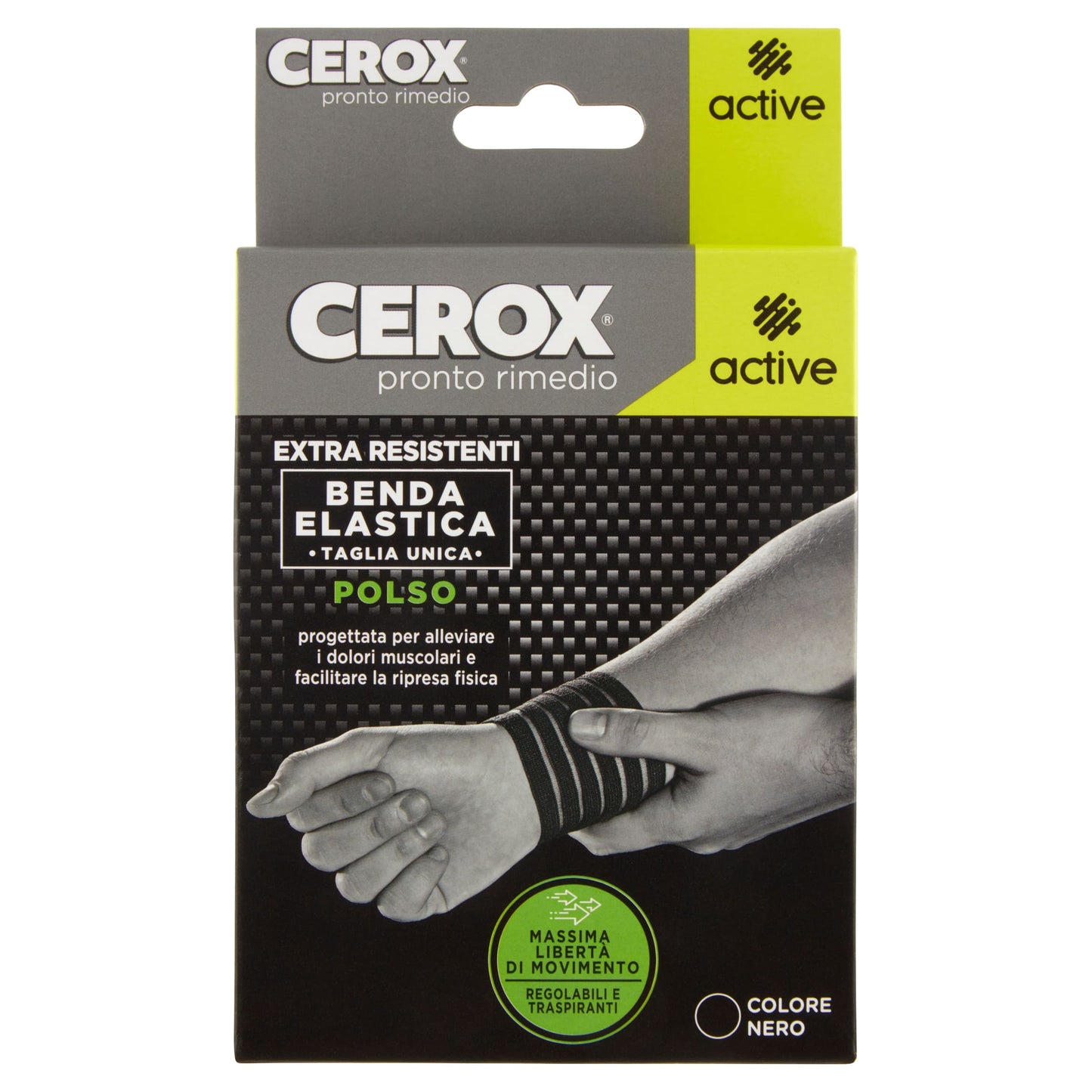 CEROX ACTIVE BENDA ELASTICA POLSO TAGLIA UNICA NERO