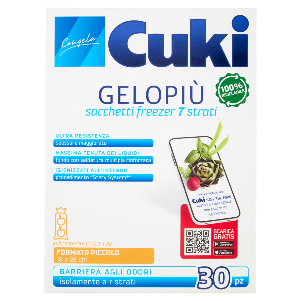 CUKI GELOPIU' SACCHETTI FREEZER 7 STRATI CM.18X28 30PZ PICCOLO