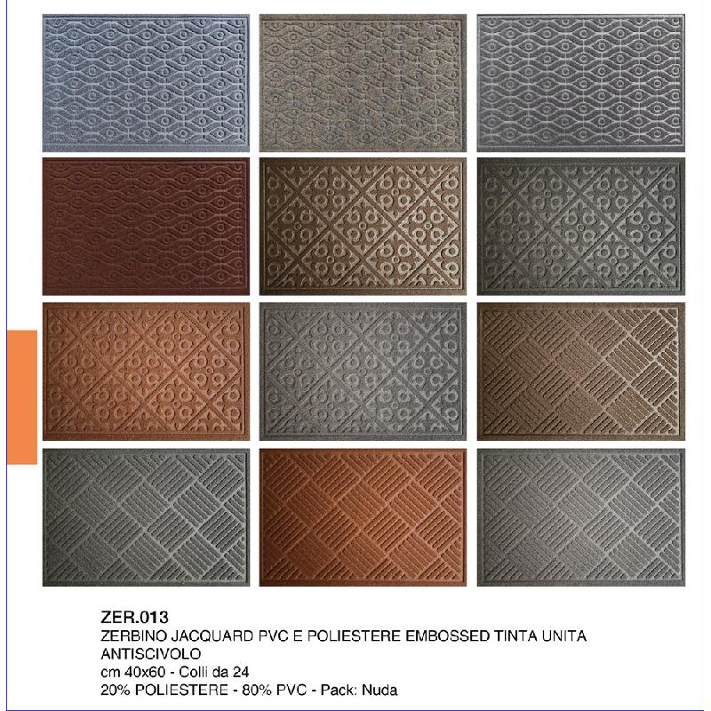 PREZIOSA ZERBINO JACQUARD PVC E POLY EMBOSSED ANTISCIVOLO CM.40X60 TINTA UNITA COLORI ASSORTITI