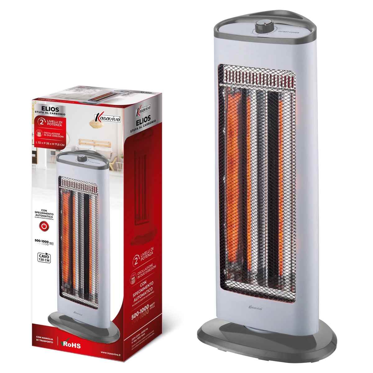 KASAVIVA ELIOS STUFA AL CARBONIO 500-1000W