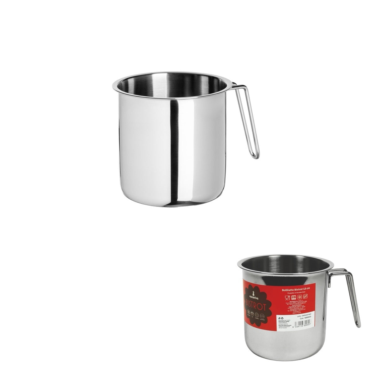 KASAVIVA BISTROT BOLLILATTE ACCIAIO INOX CM.12 INDUZIONE