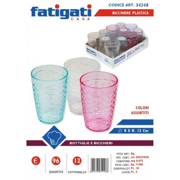 FATIGATI BICCHIERE PLASTICA CM.8X12 COLORI ASSORTITI