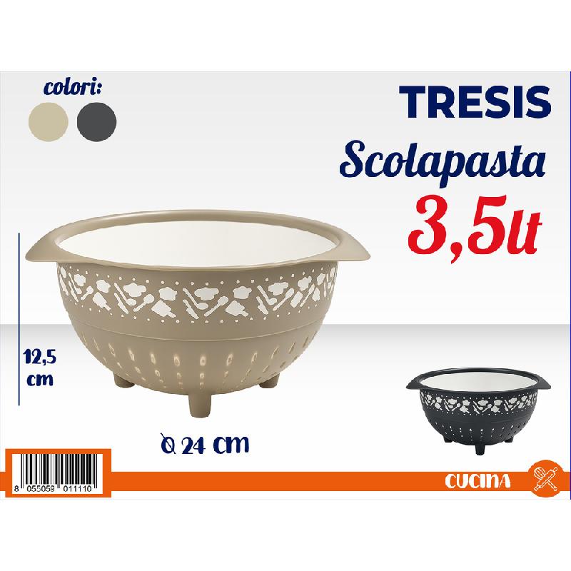 TRESIS KITCHEN SCOLAPASTA 3,5L CM.24X12,5H COLORI ASSORTITI