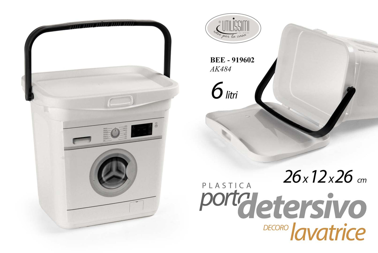 GICOS PORTA DETERSIVO IN PLASTICA 6L CM.26X12X26 DECORO LAVATRICE