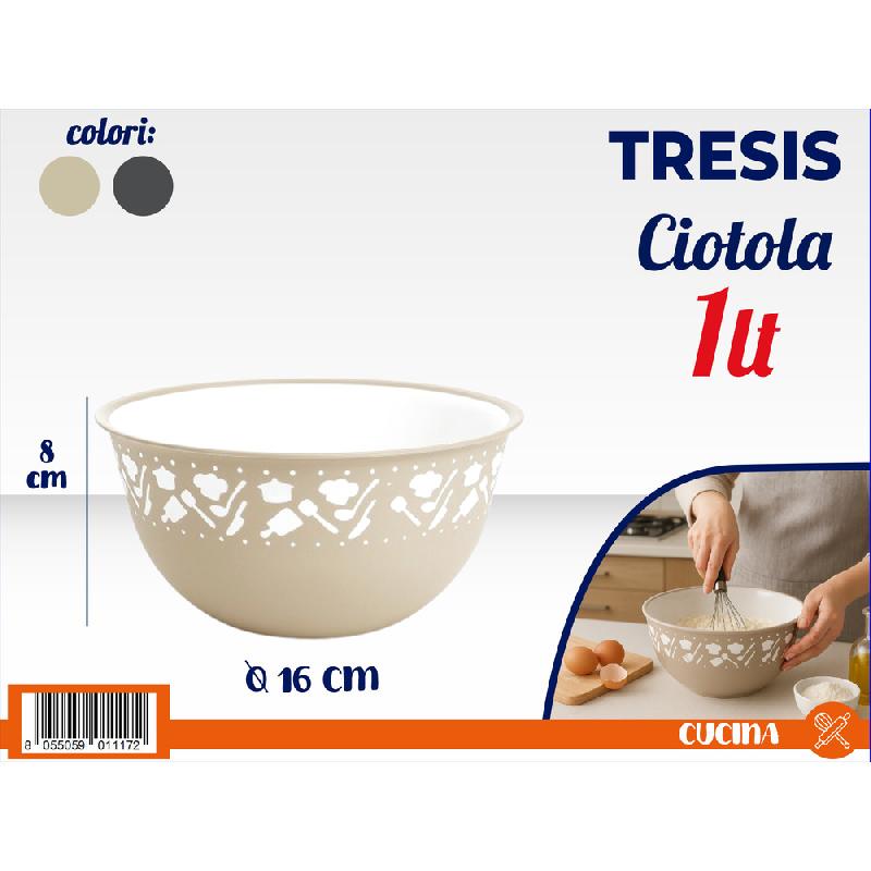 TRESIS KITCHEN CIOTOLA 1L CM.16X8H COLORI ASSORTITI