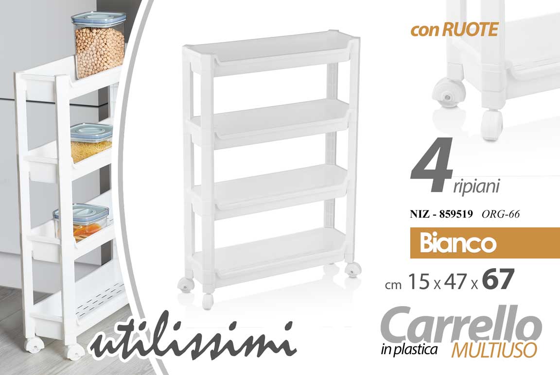 GICOS CARRELLO IN PLASTICA MULTIUSO CM.15X47X67 BIANCO