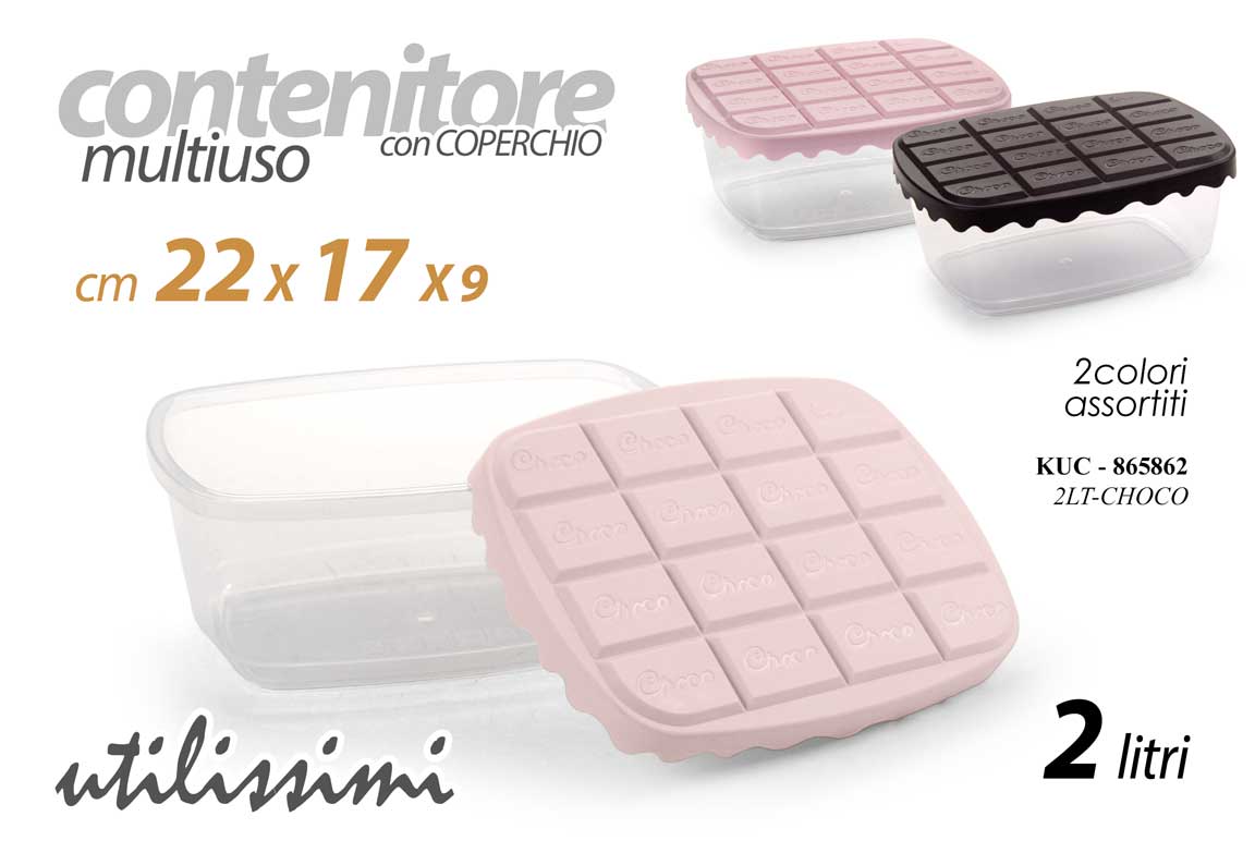 GICOS CESTINO MULTIUSO CON COPERCHIO 2LT CM.22X17X9 CHOCO COLORI ASSORTITI