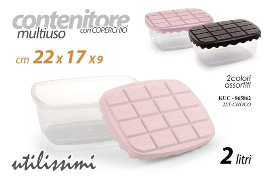 GICOS CESTINO MULTIUSO CON COPERCHIO 2LT CM.22X17X9 CHOCO COLORI ASSORTITI