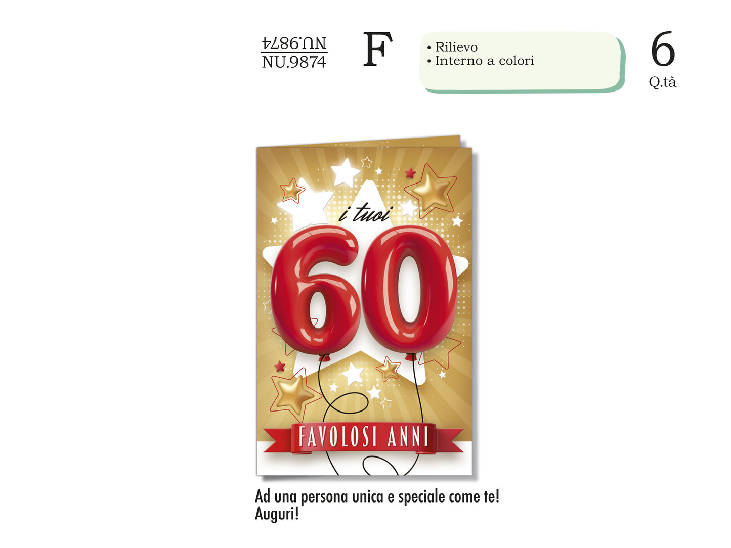 CROMO NB BIGLIETTO NUMERI 60 NU.9874
