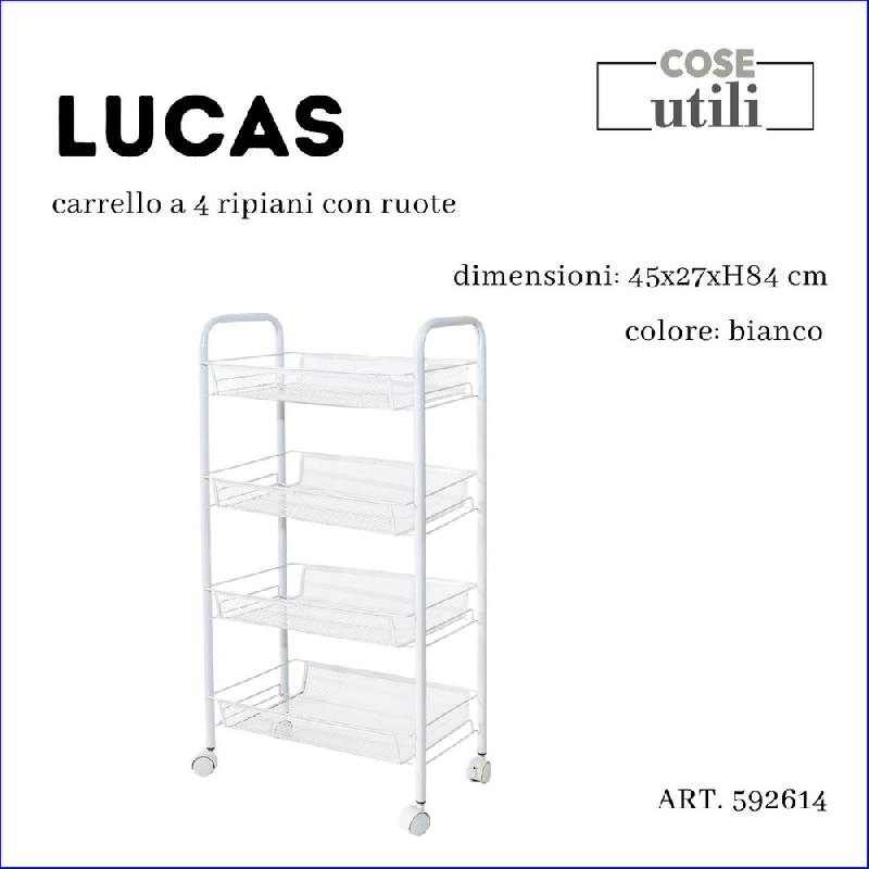 COSENTINO LUCAS CARRELLO A 4 RIPIANI CON RUOTE CM.45X27X84H BIANCO ART.592614