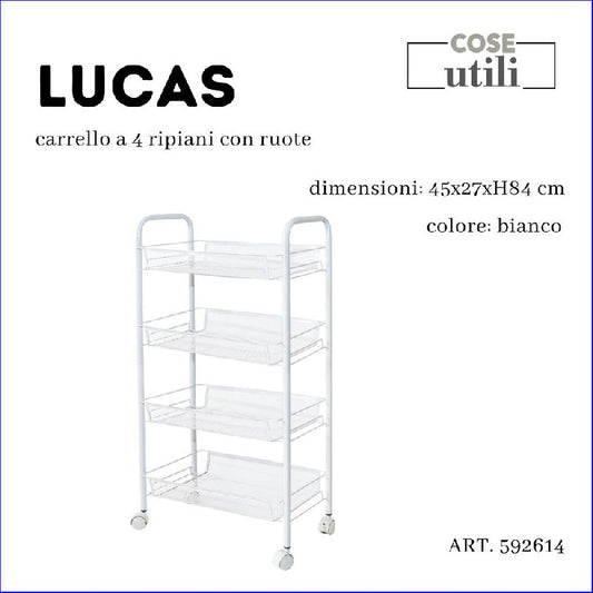 COSENTINO LUCAS CARRELLO A 4 RIPIANI CON RUOTE CM.45X27X84H BIANCO ART.592614