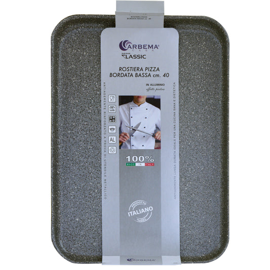 ARBEMA ROSTIERA PIZZA BORDATA BASSA CM.30 ALLUMINIO EFFETTO PIETRA