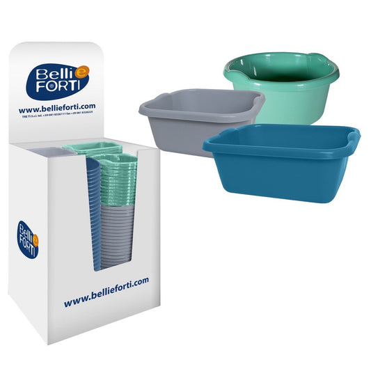 BELLI E FORTI BACINELLA ASSORTITA TONDA-QUADRA-RETTANGOLARE LT.10 COLORI ASSORTITI