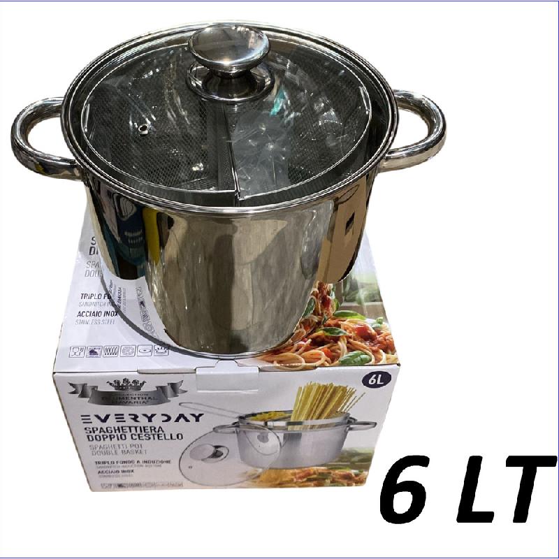 LETIZIA EVERYDAY SPAGHETTIERA INOX DOPPIO CESTELLO 6L