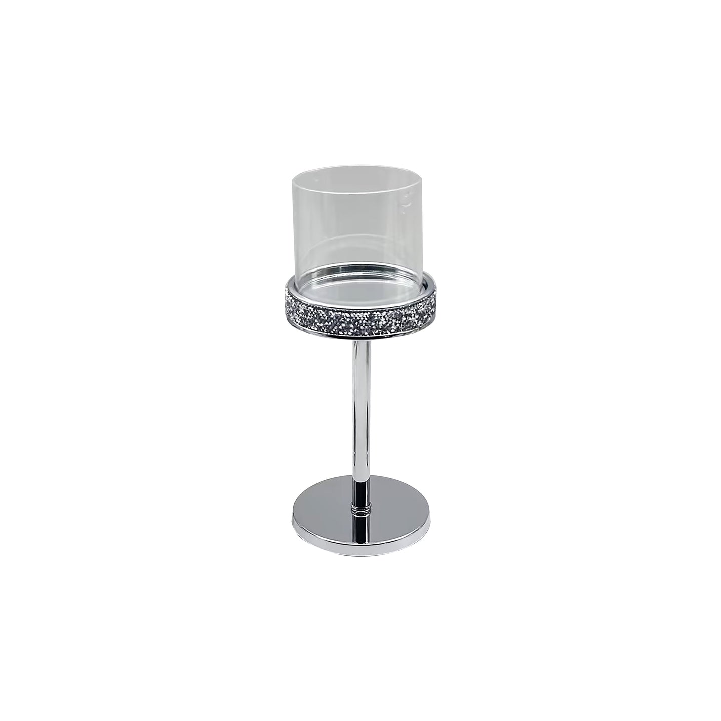 KASAVIVA NATALE CELESTIAL PORTACANDELE CON BICCHIERE SILVER CM.11X26H