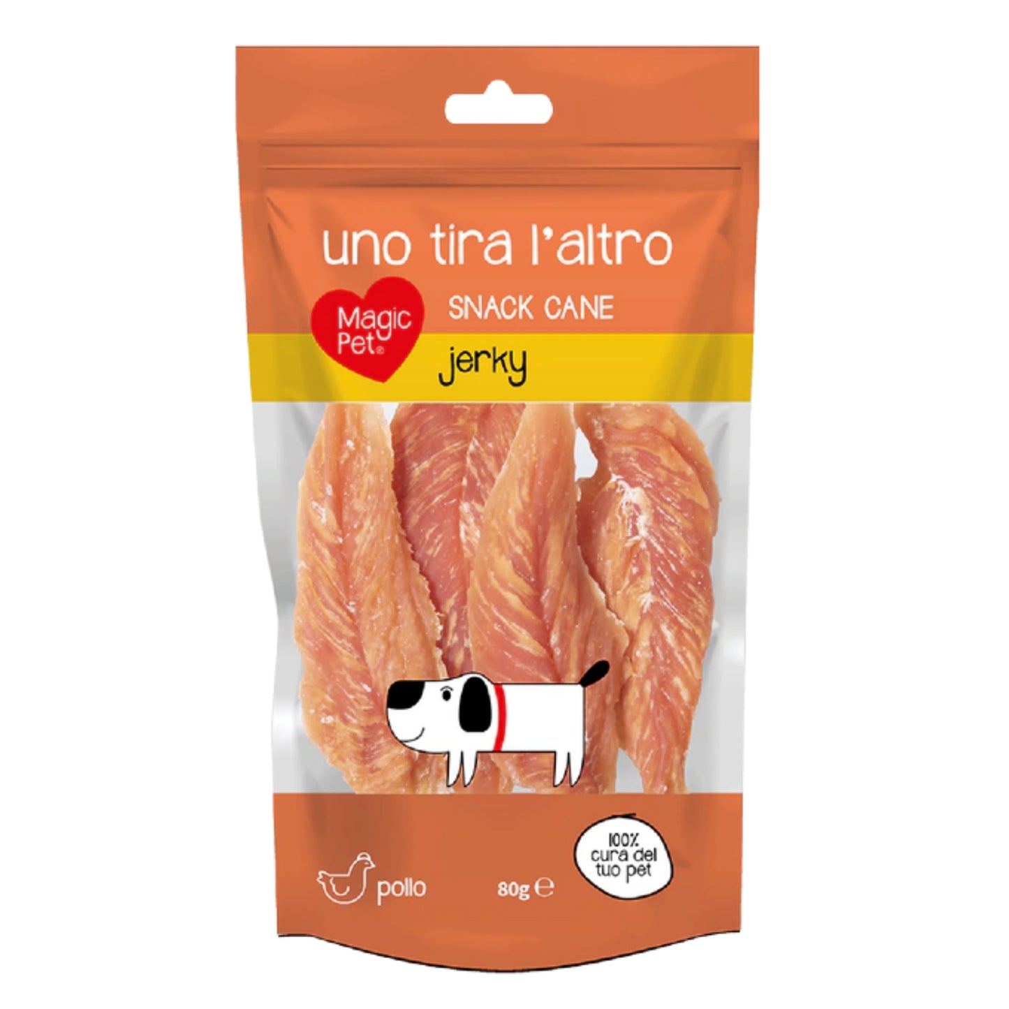 MAGIC PET UNO TIRA L'ALTRO SNACK CANE JERKY POLLO 80G
