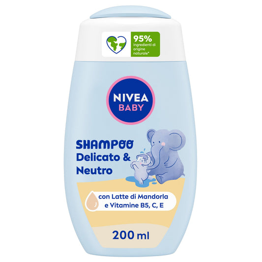 NIVEA BABY SHAMPOO DELICATO & NEUTRO 200ML CON LATTE DI MANDORLA E VITAMINE B5,C,E