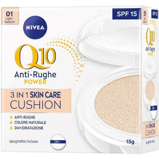 NIVEA Q10 ANTI-RUGHE POWER 3IN1 SKIN CARE CUSHION 01 LIGHT-MEDIUM 15G