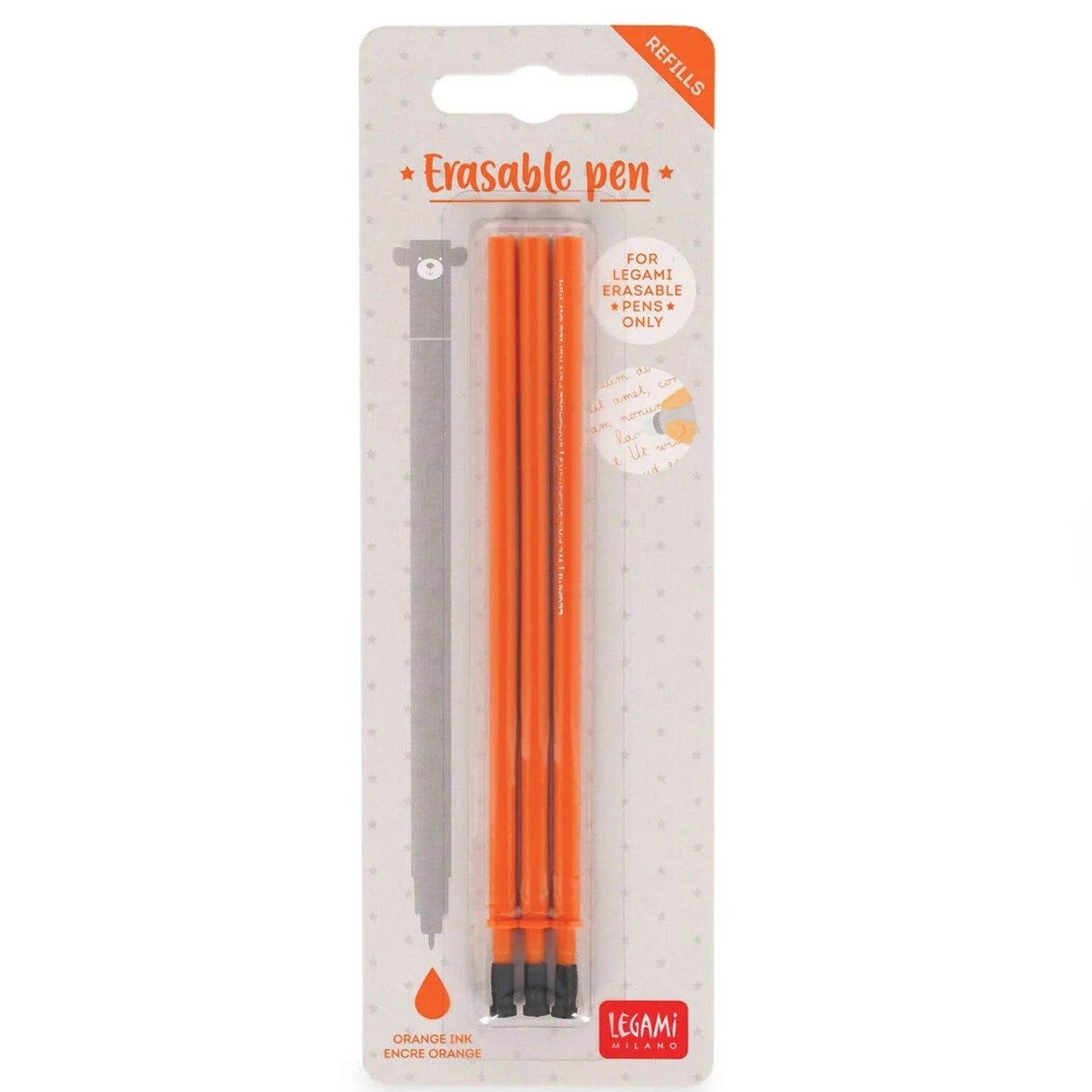 LEGAMI MILANO 3 REFILL PENNA GEL CANCELLABILE INCHIOSTRO ARANCIO