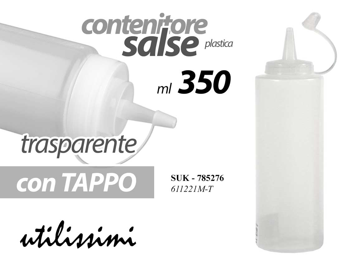 GICOS CONTENITORE SALSE PLASTICA TRASPARENTE CON TAPPO 350ML