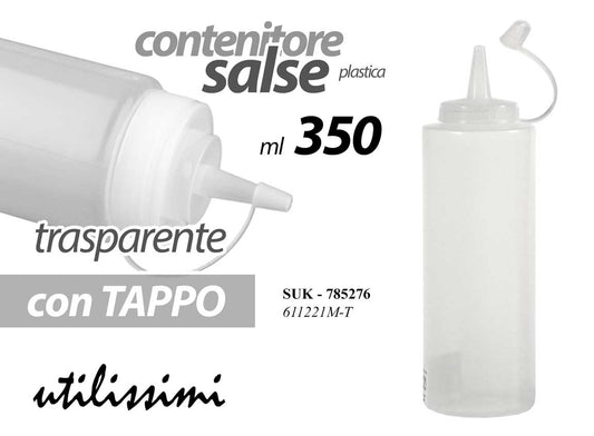 GICOS CONTENITORE SALSE PLASTICA TRASPARENTE CON TAPPO 350ML