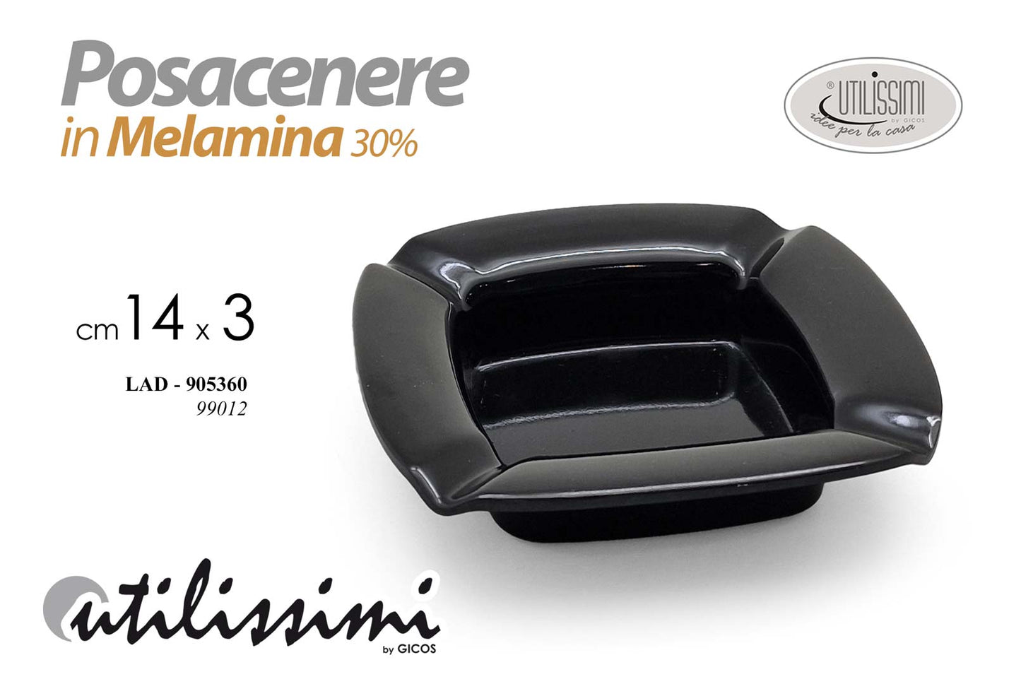GICOS POSACENERE IN MELAMINA 30% CM.14X3 NERO