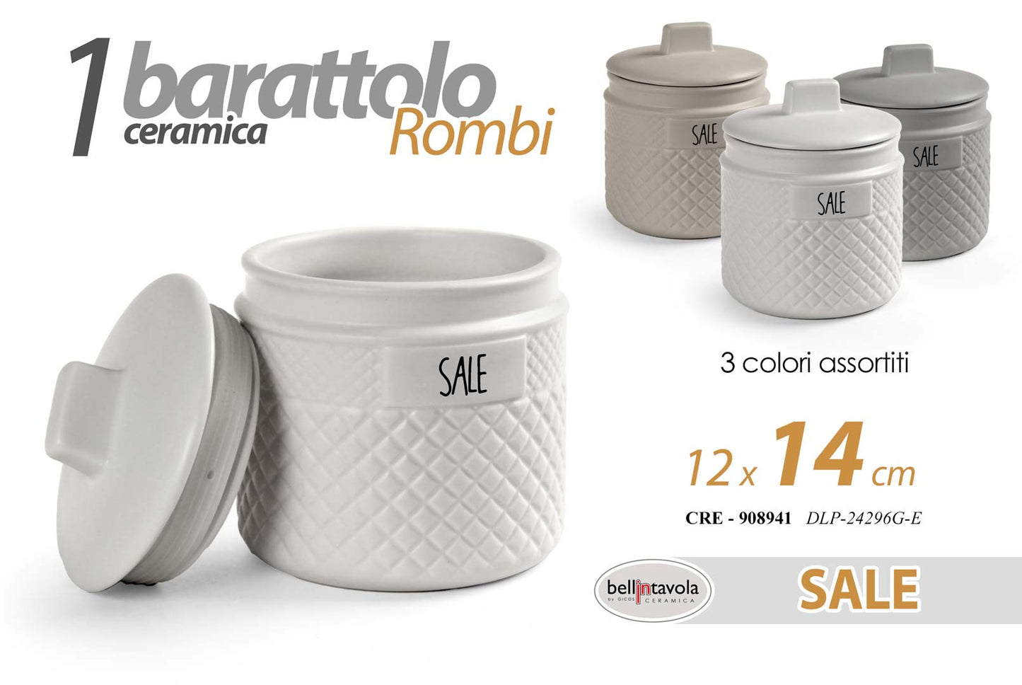 GICOS BARATTOLO CERAMICA ROMBI CM.12X14 SALE COLORI ASSORTITI