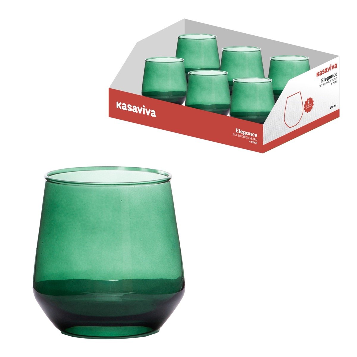 KASAVIVA ELEGANCE NIGHT SET BICCHIERI ACQUA VETRO 6PZ 370ML