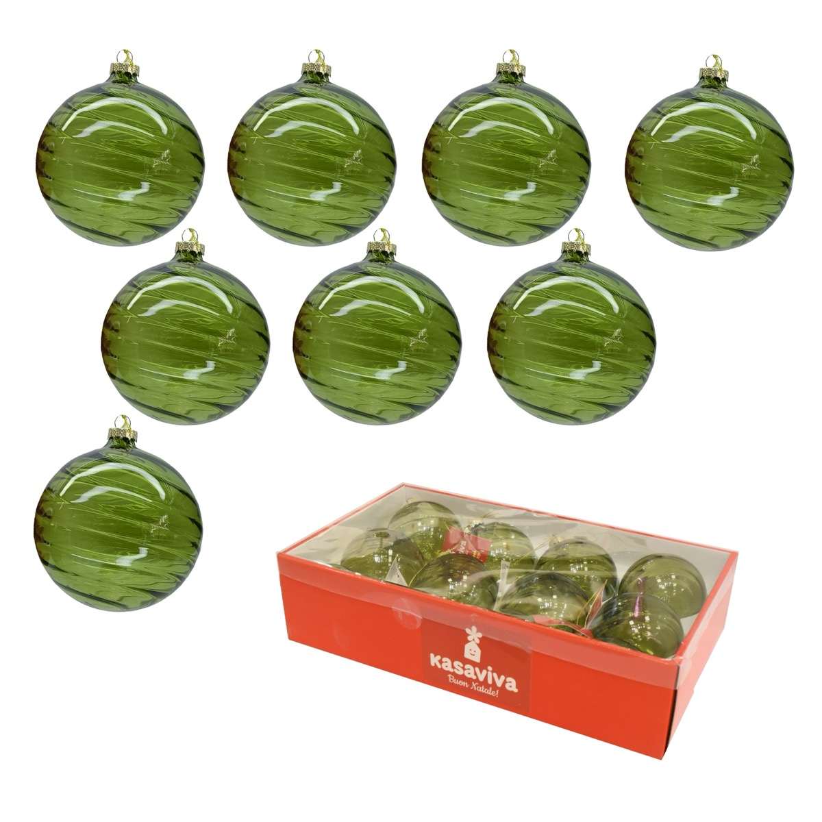 KASAVIVA NATALE SFERA VETRO CLEAR GREEN CM.10