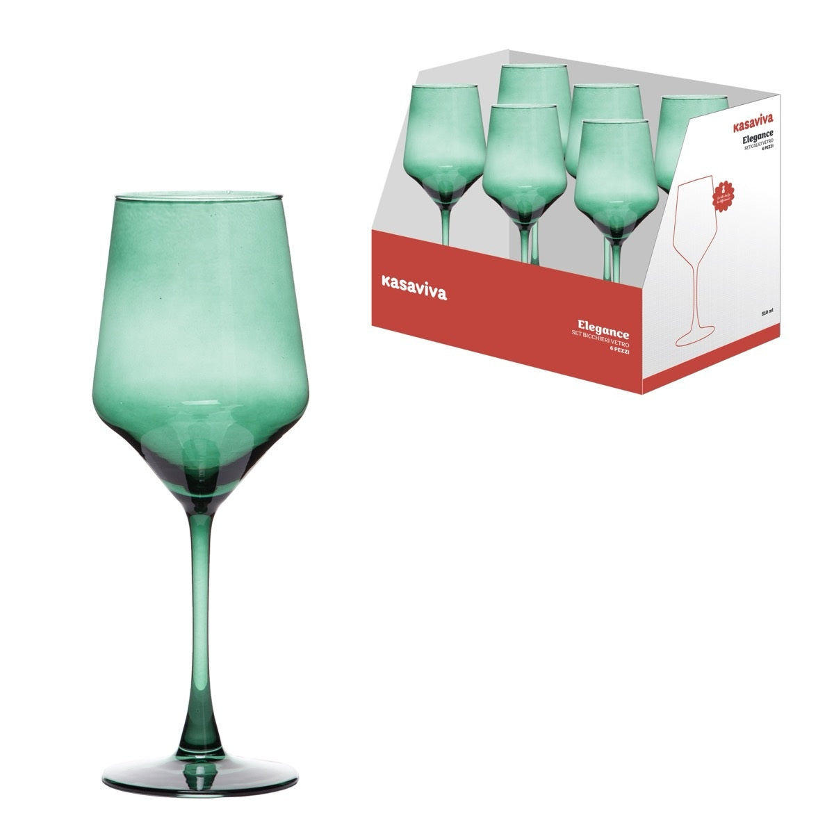 KASAVIVA ELEGANCE NIGHT SET CALICI IN VETRO 6PZ 520ML