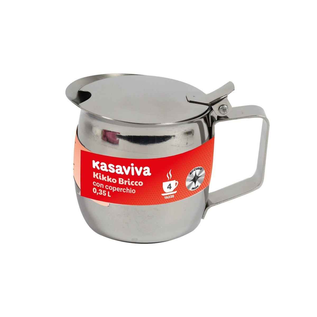 KASAVIVA KICCO BRICCO LATTIERA ACCIAIO INOX CON COPERCHIO 0,35L 4 TAZZE