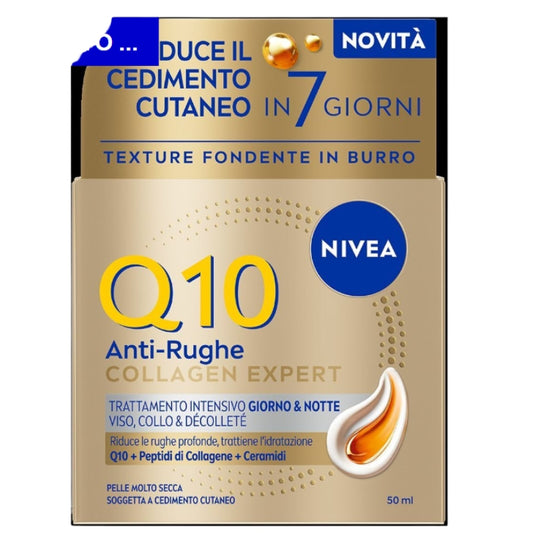 NIVEA Q10 ANTI-RUGHE COLLAGEN EXPERT TRATTAMENTO INTENSIVO GIORNO&NOTTE VISO,COLLO & DECOLLETE' 50ML Q10 + PEPTIDI DI COLLAGENE + CERAMIDI