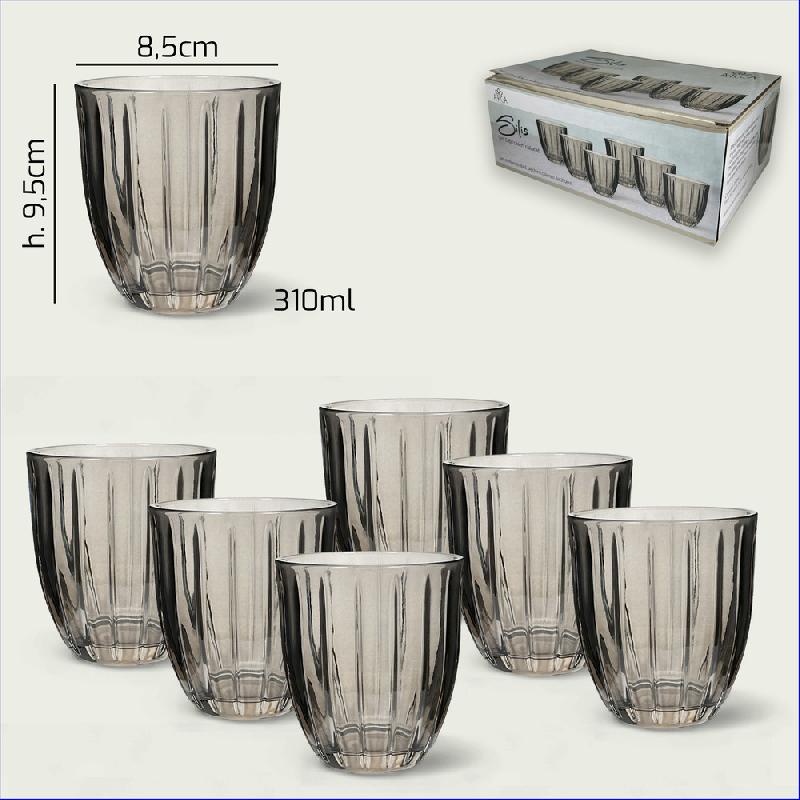 ARCA SILIS BICCHIERI 310ML X6 FUMO 1274