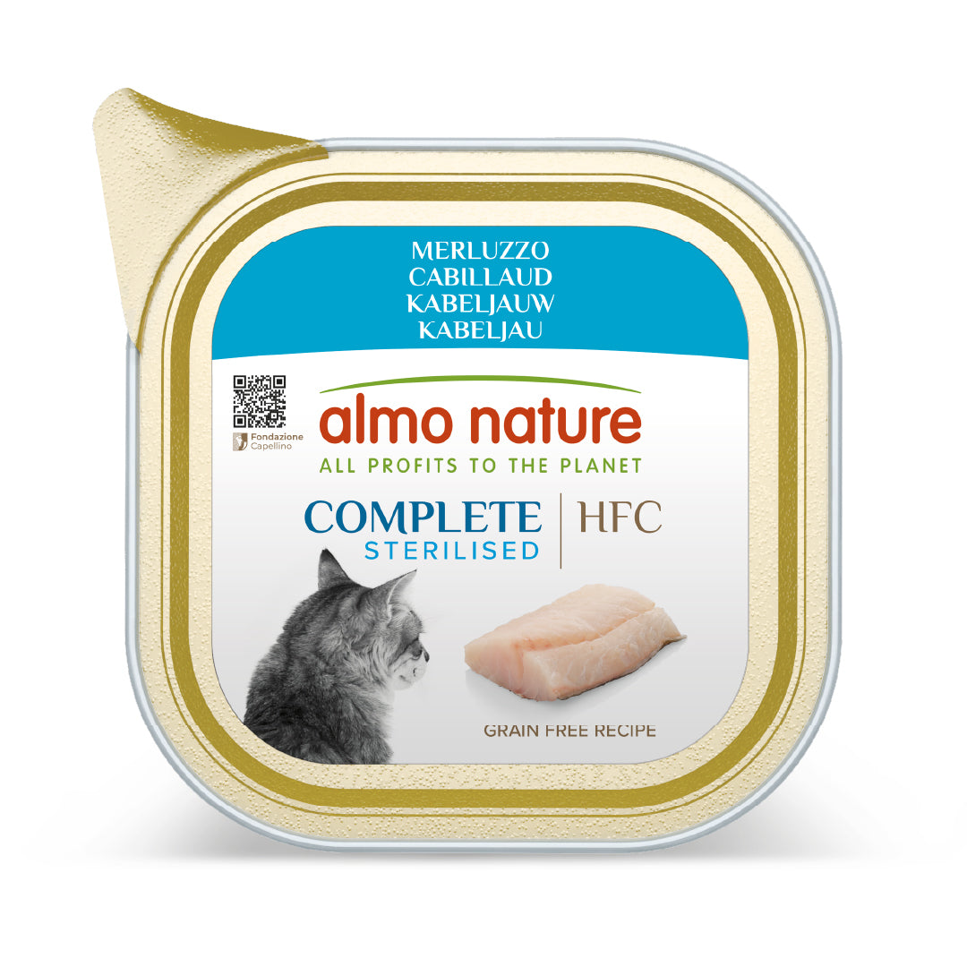 ALMO NATURE COMPLETE STERILISED HFC GATTO 85G MERLUZZO