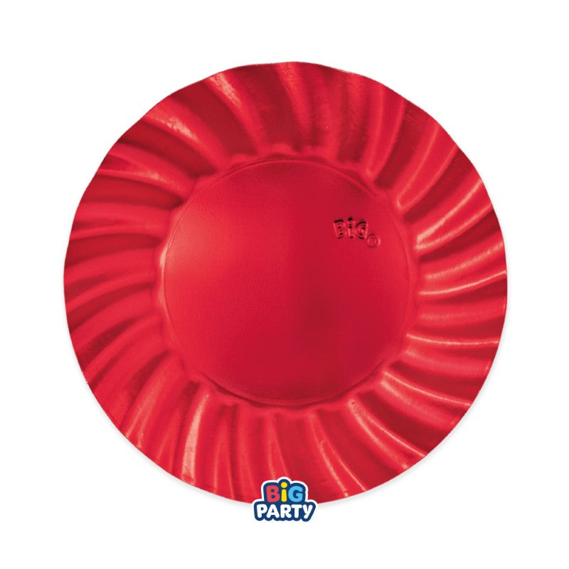 BIG PARTY 6 PIATTI CM.20 WAVY ROSSO METAL