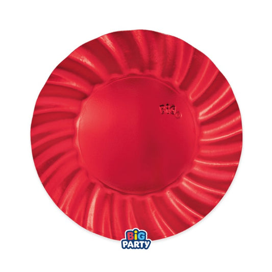 BIG PARTY 6 PIATTI CM.20 WAVY ROSSO METAL