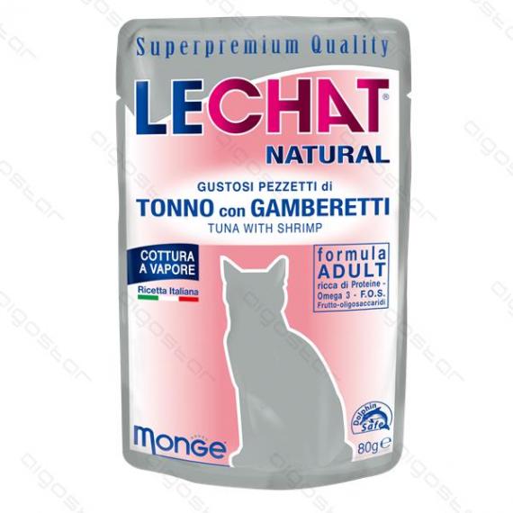 LECHAT NATURAL BUSTINA 80G TONNO CON GAMBERETTI
