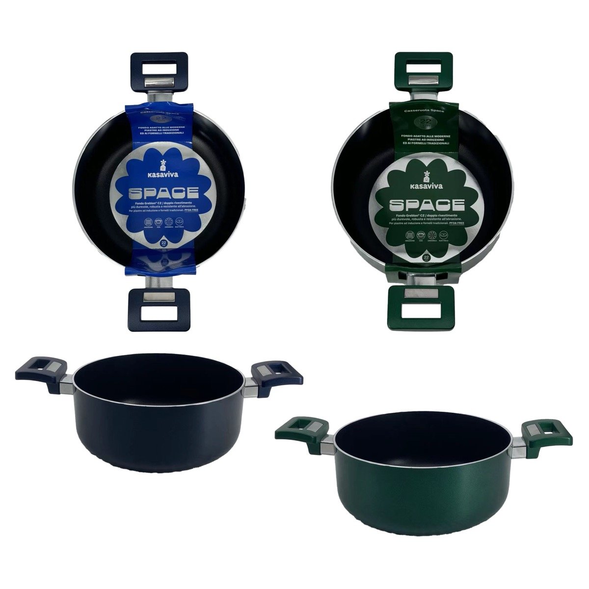 KASAVIVA SPACE CASSERUOLA 2 MANICI CM.20 INDUZIONE