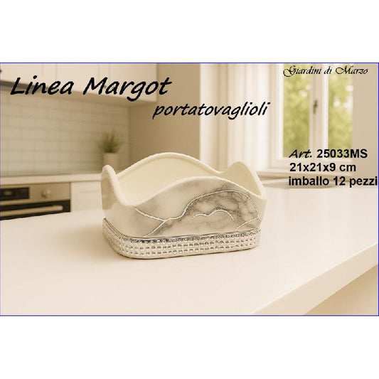 GIARDINI DI MARZO LINEA MARGOT MARMO SILVER PORTATOVAGLIOLI CM.21X21X9 ART.25033MS