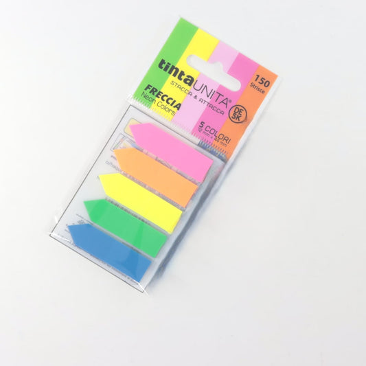 TINTA UNITA DESK STACCA & ATTACCA FRECCIA NEON COLORS 150 STRISCE 12MM X 44MM 5 COLORI