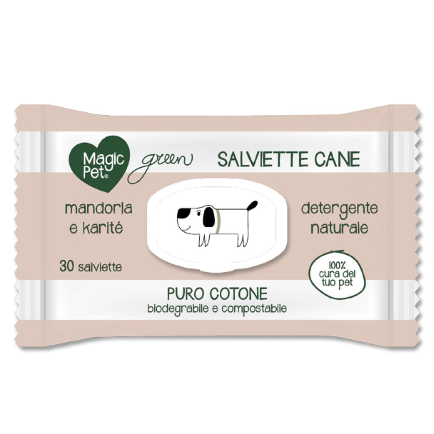 MAGIC PET SALVIETTE CANE BIO CM.30X20 POP-UP 30PZ GREEN MANDORLA E KARITE'