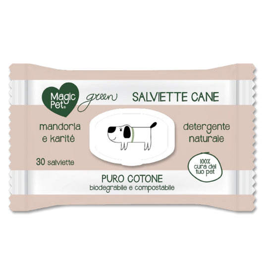 MAGIC PET SALVIETTE CANE BIO CM.30X20 POP-UP 30PZ GREEN MANDORLA E KARITE'