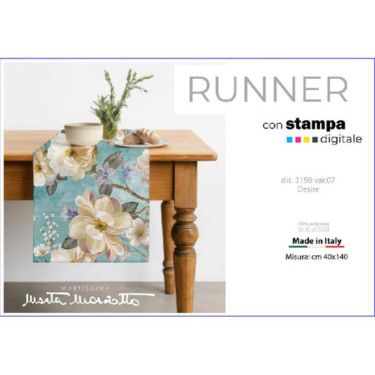 MARTA MARZOTTO RUNNER DESIRE DIS.3190 VAR.07 CM.40X140 CELESTE