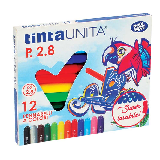 TINTA UNITA 12 PENNARELLI SUPER LAVABILI PUNTA 2.8