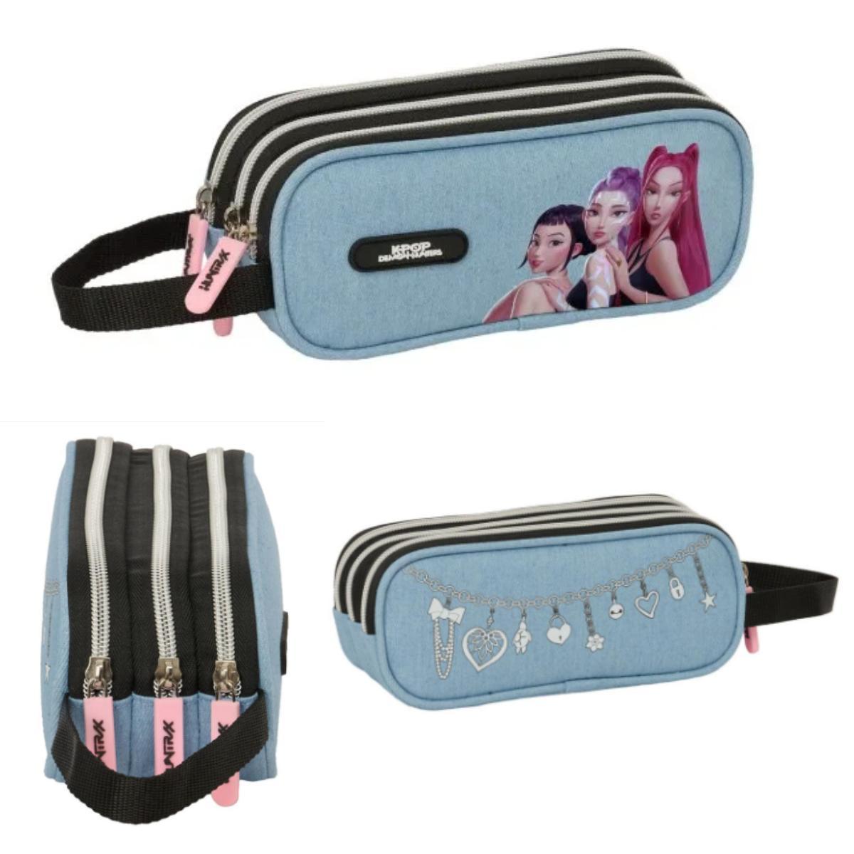 SAFTA KPOP DEMON HUNTERS BUSTINA 3 SCOMPARTI DENIM CM.21X7X9 REF.842651635